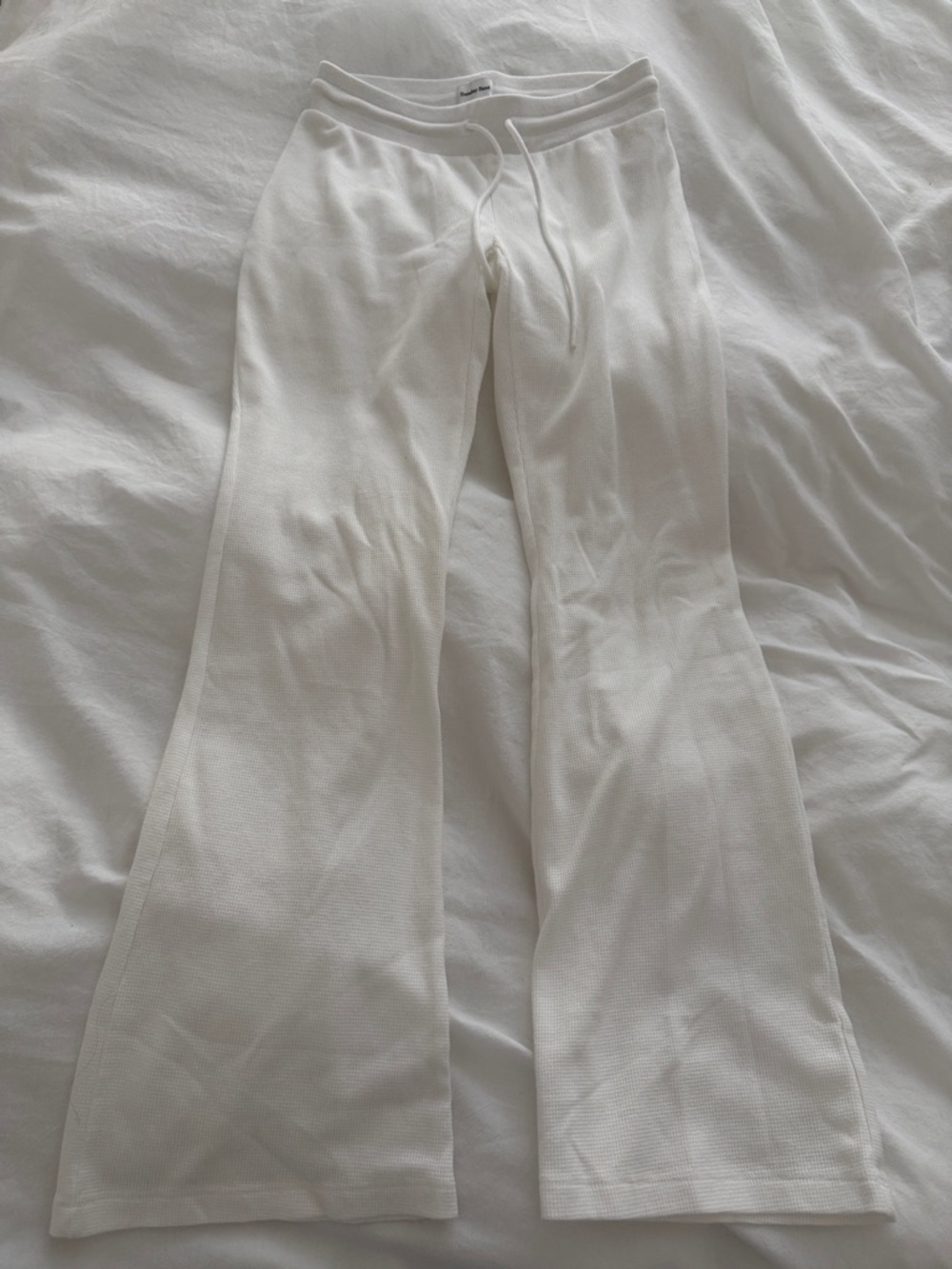 Aritzia Sunday Best White Waffle Knit Flare Pants